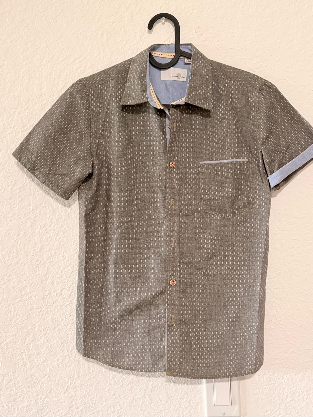 Boys Short-Sleeve Gray Patterned Shirt